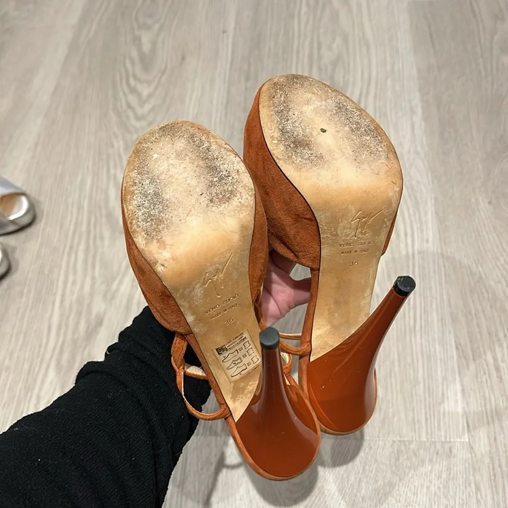 Giuseppe Zannoti T Bar Suede Heels